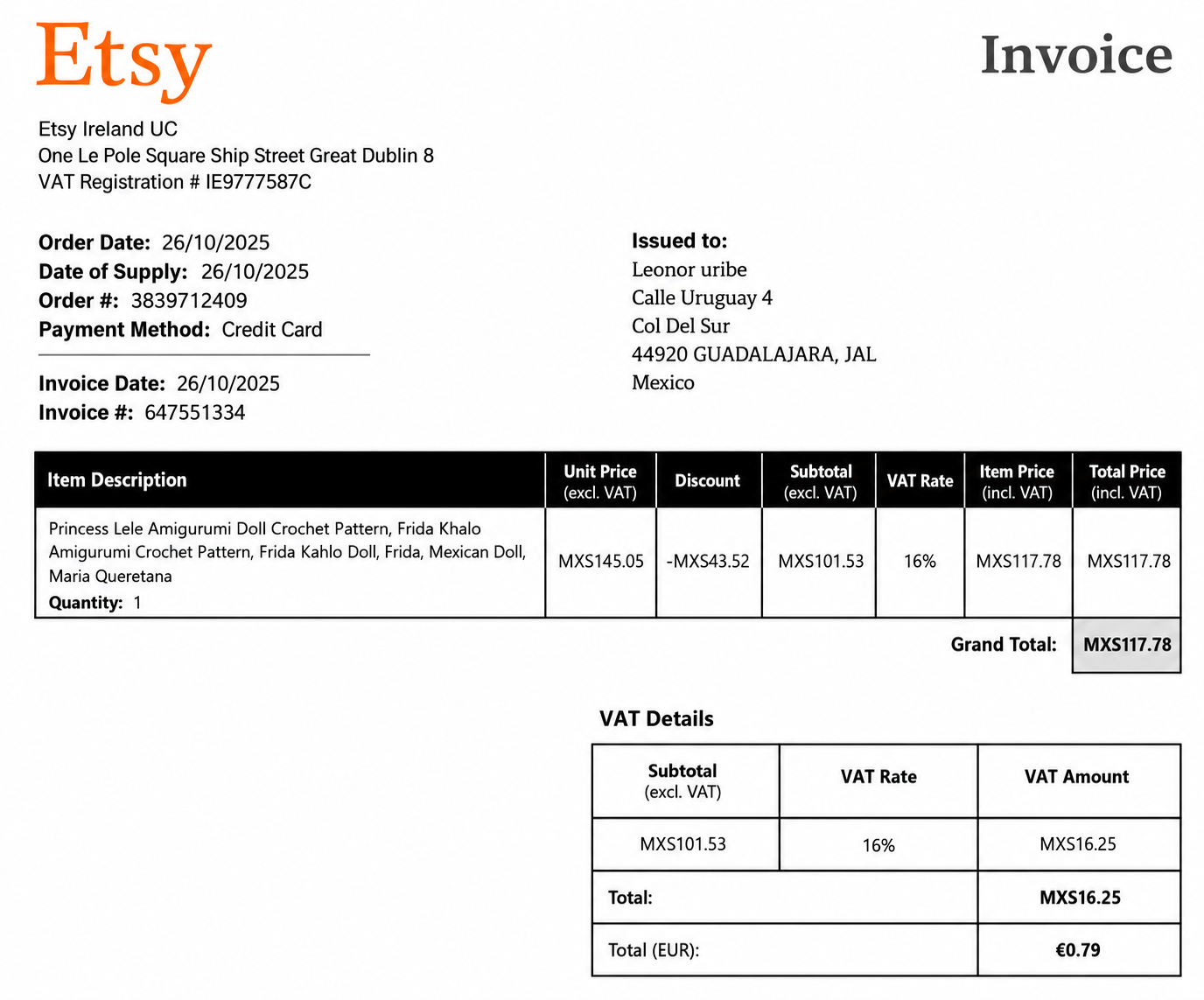 Etsy Invoice  - Free AI Invoice Generator, 50+ Real Invoice Examples