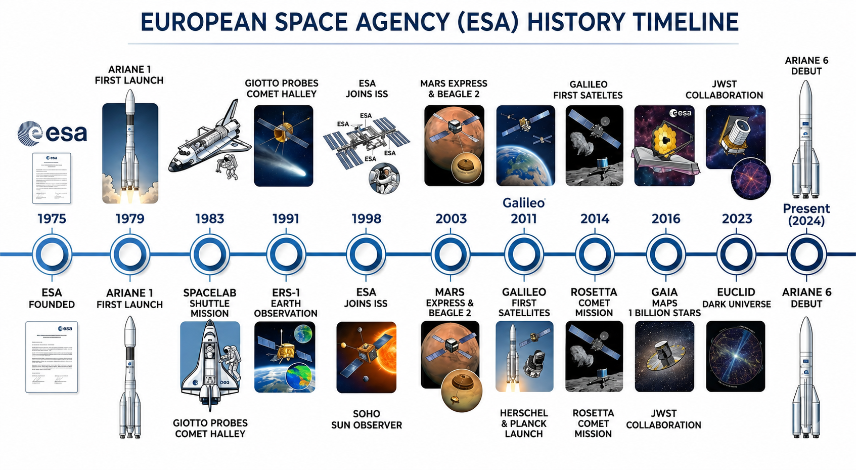 European Space Agency History Timeline - Free AI Timeline Generator, 40+ Real Timeline Examples