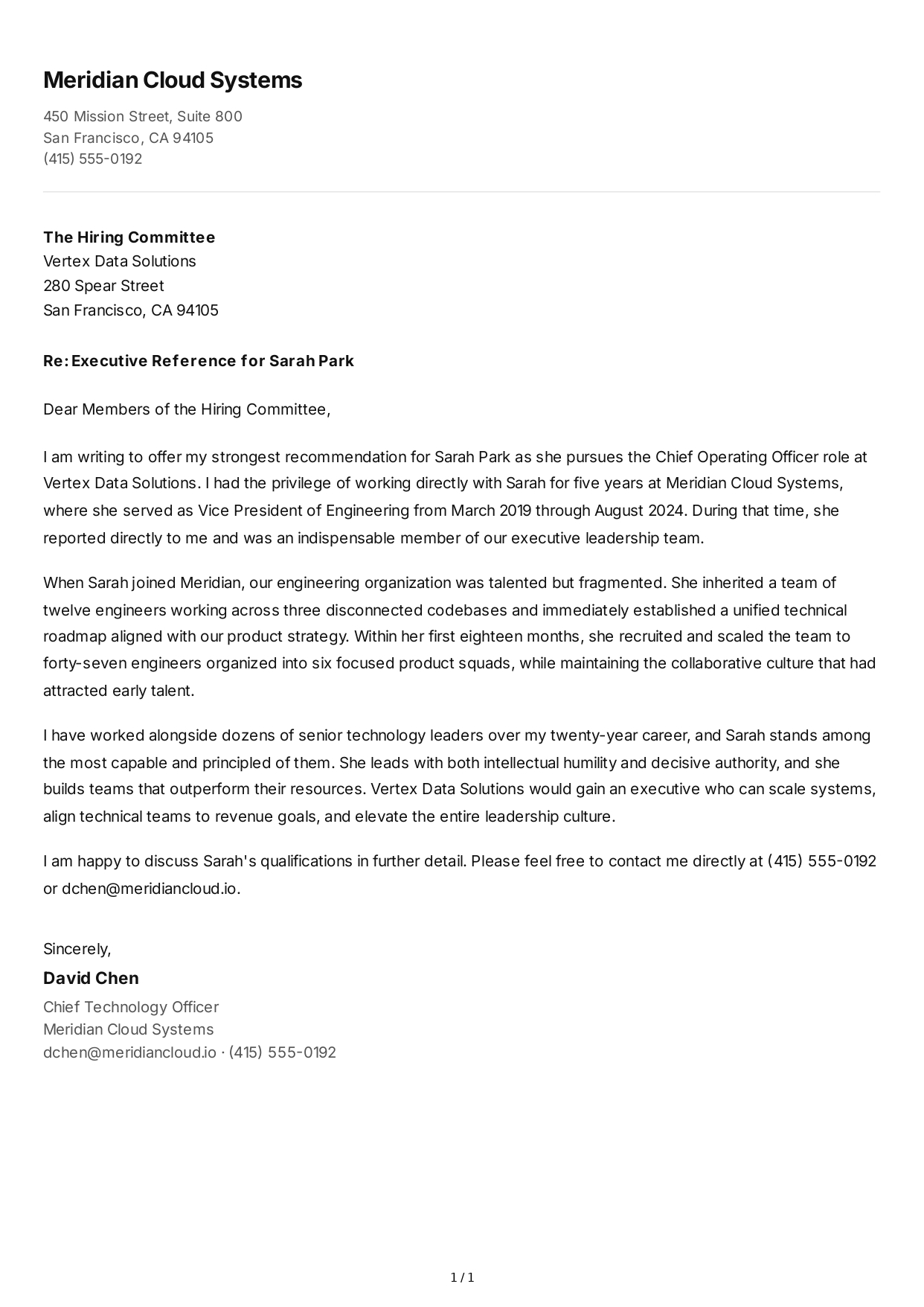 Executive Reference Letter - Free AI Reference Letter Generator, 50+ Real Reference Letter Examples