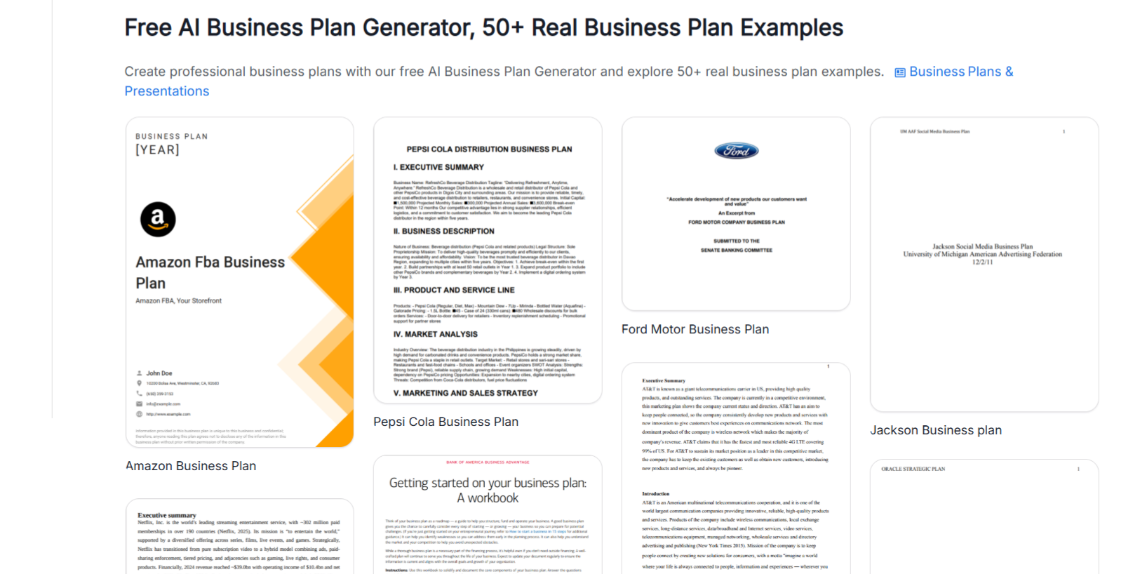Business Plan Examples
