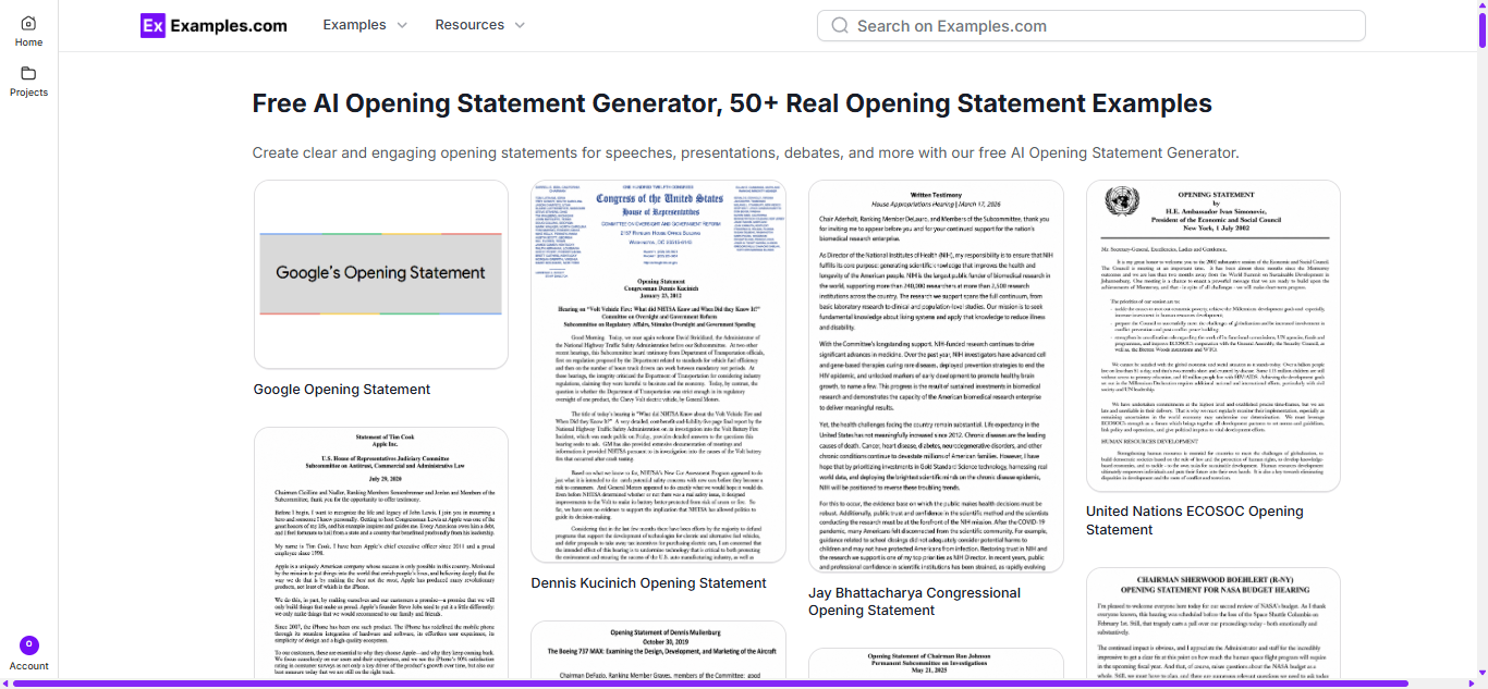 Opening Statement Examples