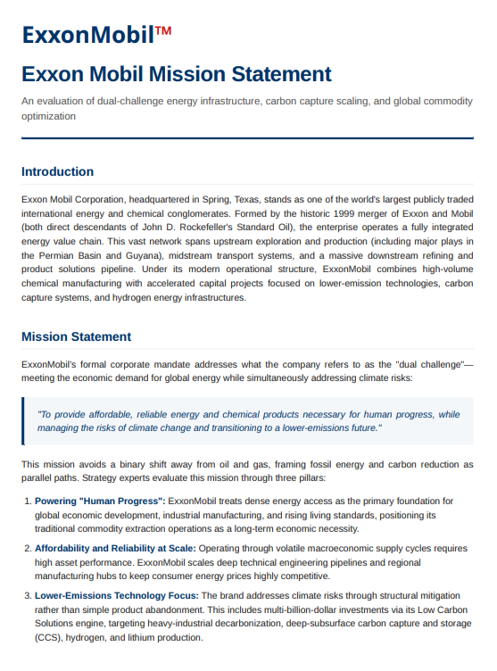 Exxon Mobil Mission Statement - Free AI Mission Statement Generator, 50+ Real Mission Statement Examples