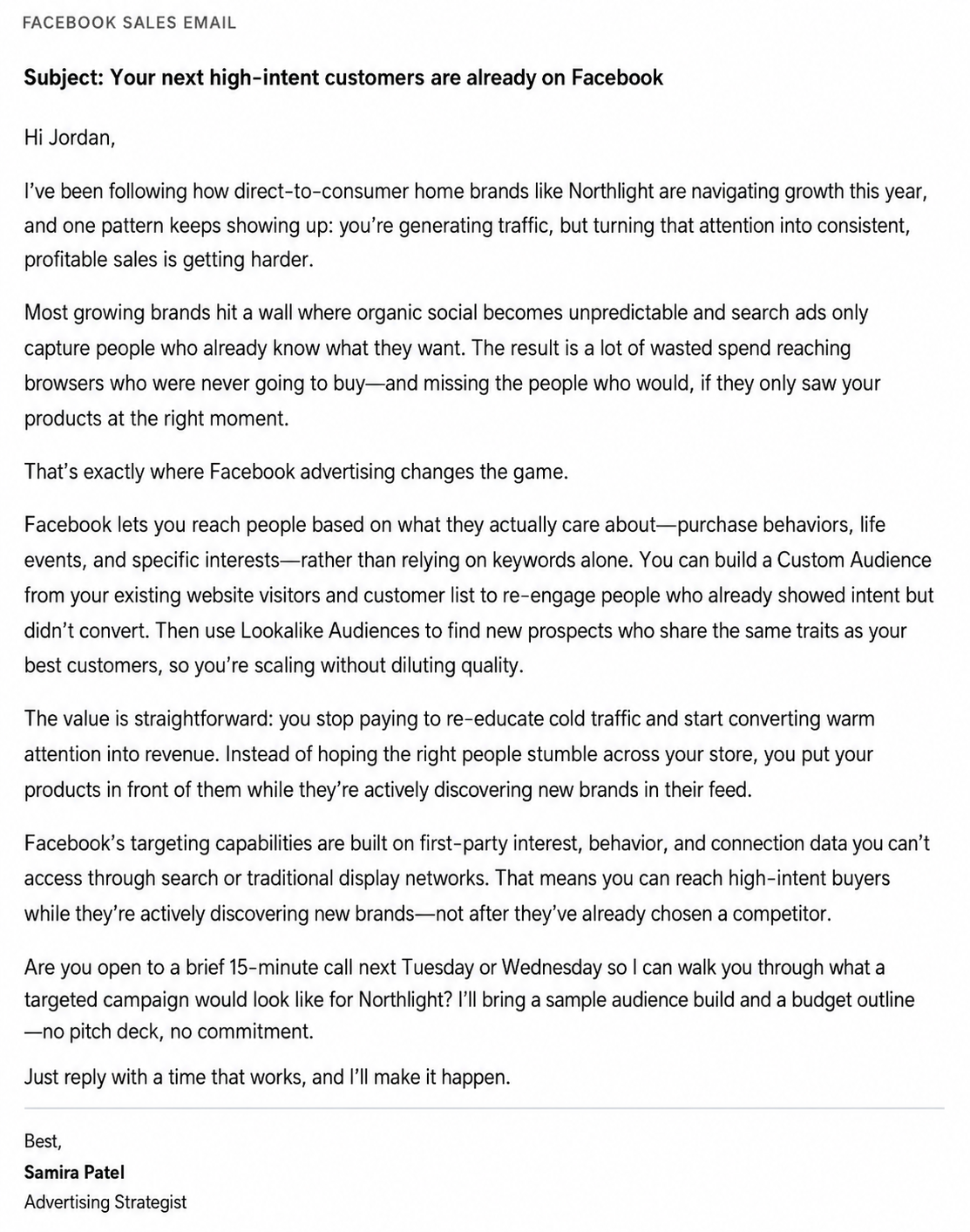 Facebook Sales Email - Free AI Sales Pitch Generator, 30+ Real Sales Pitch Examples