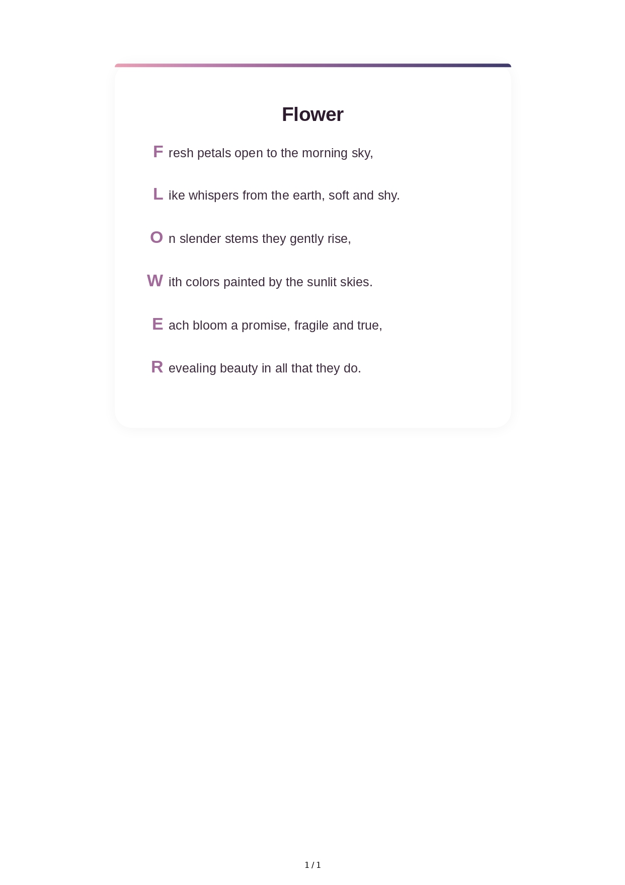 Flower Acrostic Poem