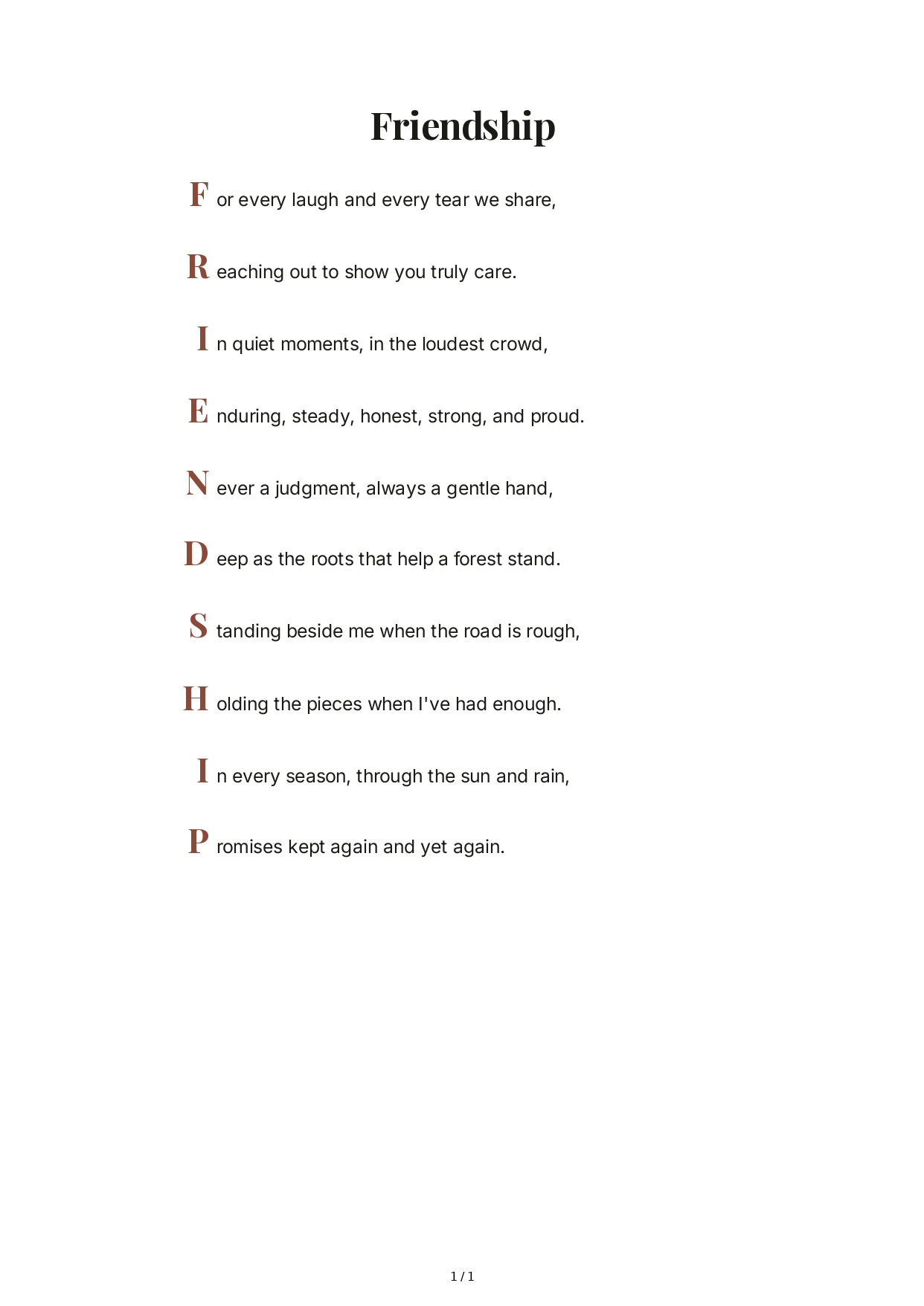 Friendship Acrostic Poem - Free AI Acrostic Poem Generator, 50+ Real Acrostic Poem Examples