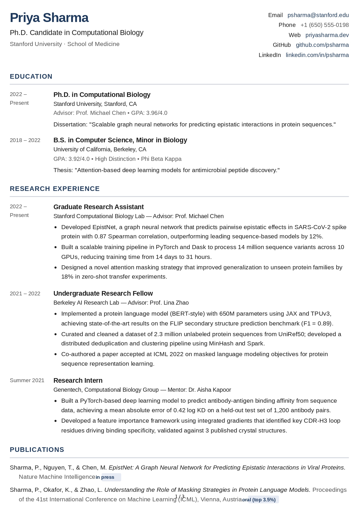 Graduate Student CV - Free AI CV Maker, 50+ Real CV Examples