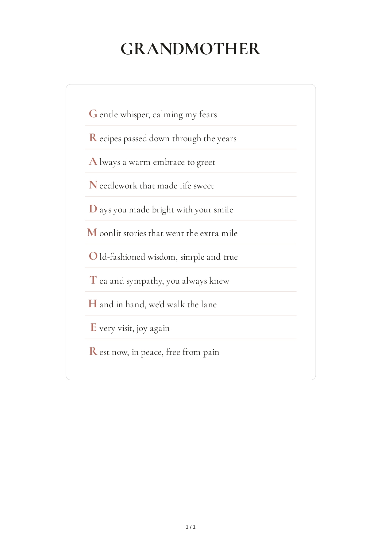Grandmother Acrostic Poem - Free AI Acrostic Poem Generator, 50+ Real Acrostic Poem Examples