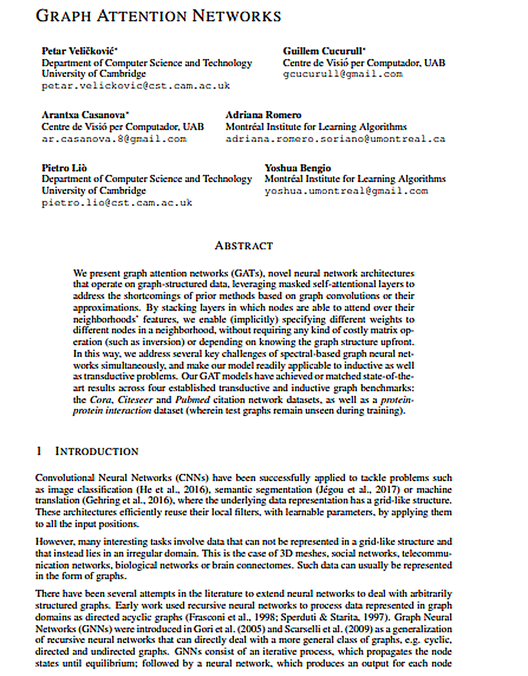 Graph Attention Networks Research Paper by Cambridge University - Free AI Research Paper Generator, 50+ Real Research Paper Examples