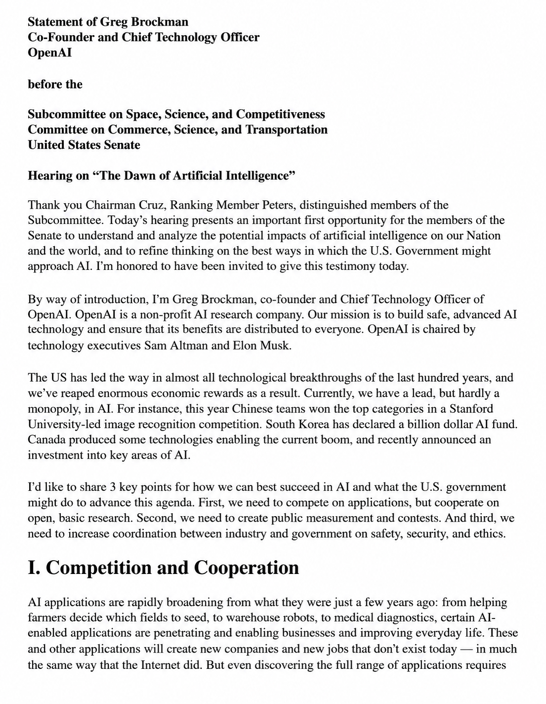Greg Brockman Opening Statement - Free AI Opening Statement Generator, 50+ Real Opening Statement Examples