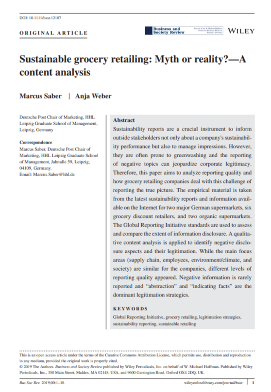 Grocery Retailing Sustainability Report