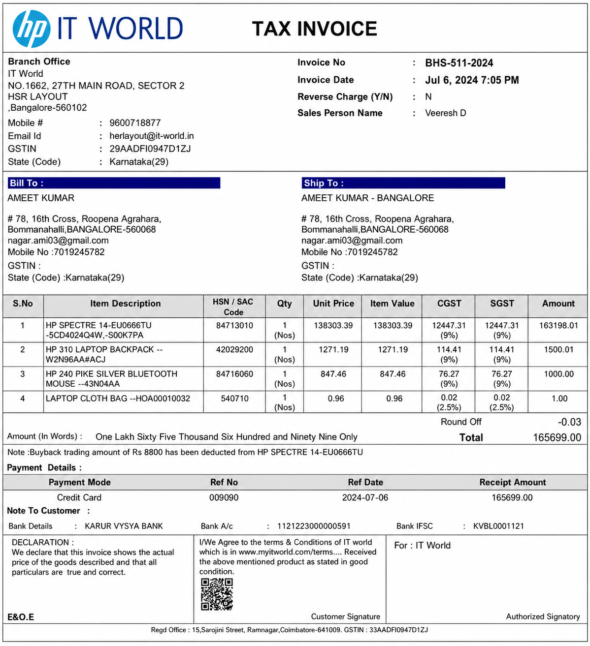 HP Invoice  - Free AI Invoice Generator, 50+ Real Invoice Examples