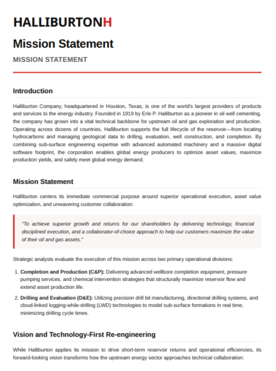 Halliburton Mission Statement - Free AI Mission Statement Generator, 50+ Real Mission Statement Examples