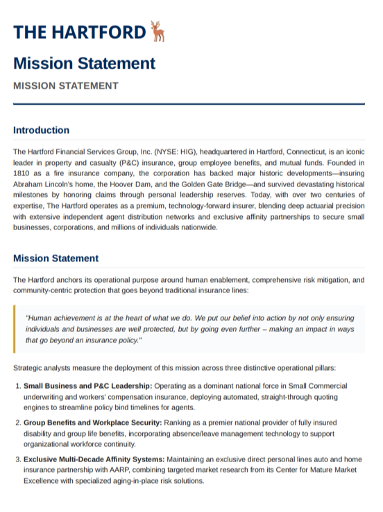Hartford Mission Statement - Free AI Mission Statement Generator, 50+ Real Mission Statement Examples