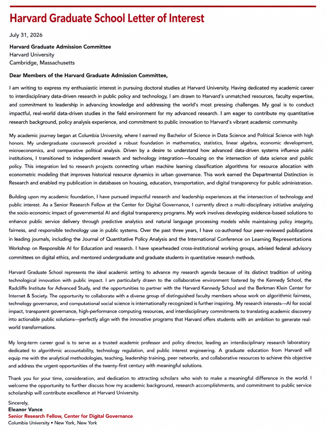 Harvard Graduate School Letter of Interest - Free AI Letter of Interest Generator, 50+ Real Letter of Interest Examples