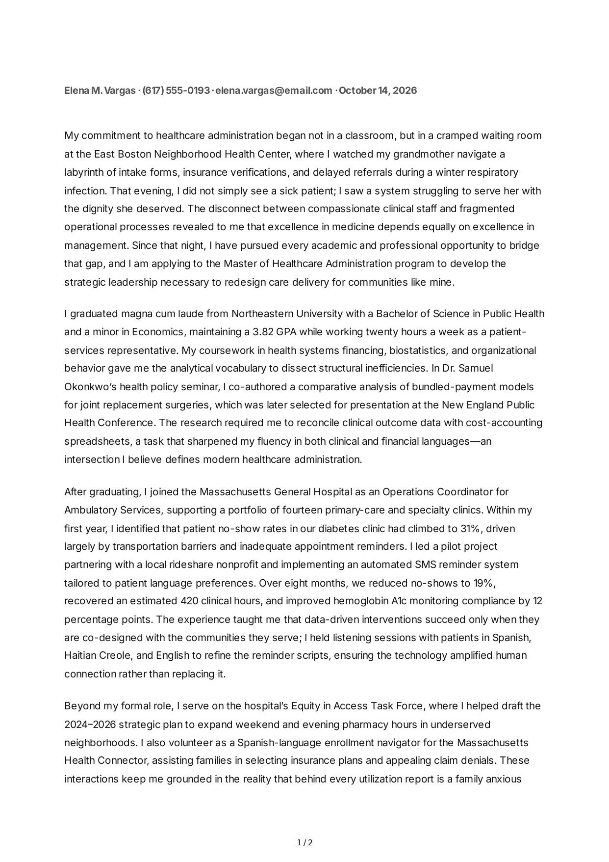 Healthcare Administration Personal Statement - Free AI Personal Statement Generator, 50+ Real Personal Statement Examples