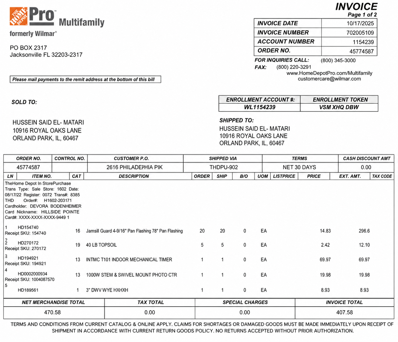 Home Depot Invoice  - Free AI Invoice Generator, 50+ Real Invoice Examples