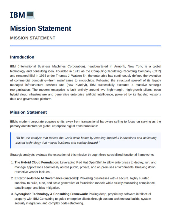 IBM Mission Statement - Free AI Mission Statement Generator, 50+ Real Mission Statement Examples