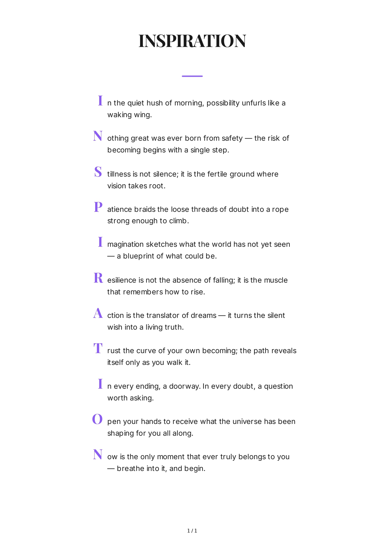 Inspiration Acrostic Poem - Free AI Acrostic Poem Generator, 50+ Real Acrostic Poem Examples