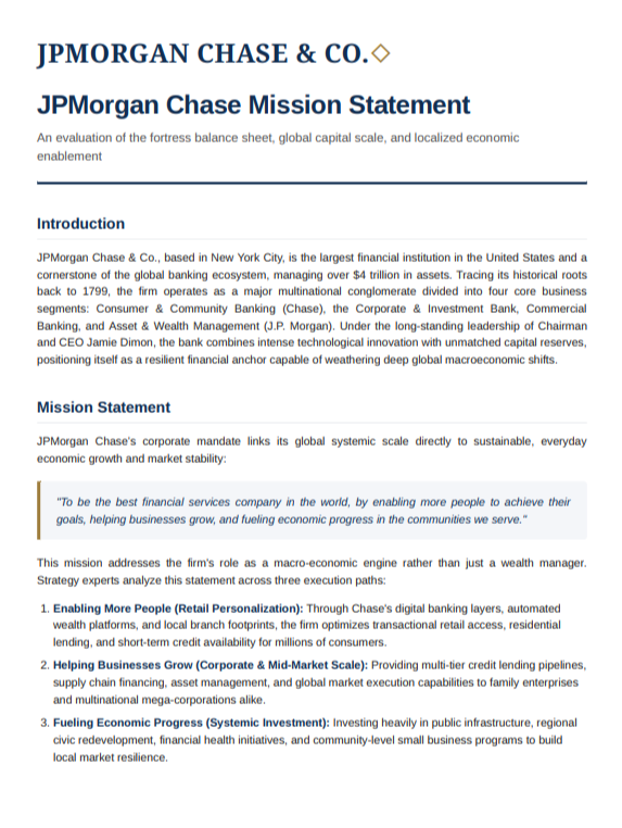 JPMorgan Chase Mission Statement - Free AI Mission Statement Generator, 50+ Real Mission Statement Examples