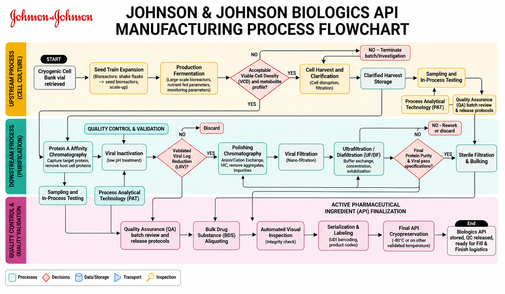 Johnson & Johnson Biologics API Manufacturing Process Flowchart - Free AI Flowchart Generator, 50+ Real Flowchart Examples