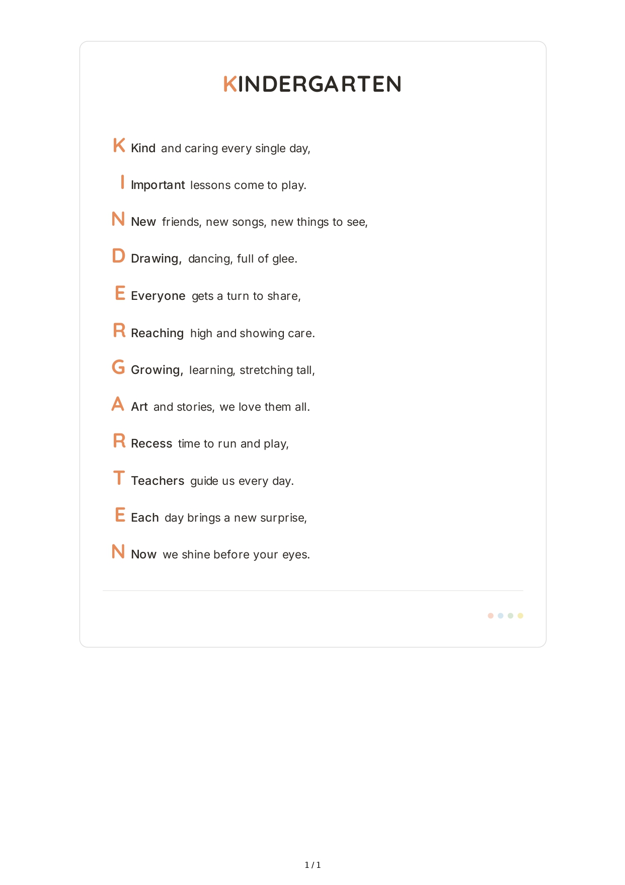 Kindergarten Acrostic Poem - Free AI Acrostic Poem Generator, 50+ Real Acrostic Poem Examples