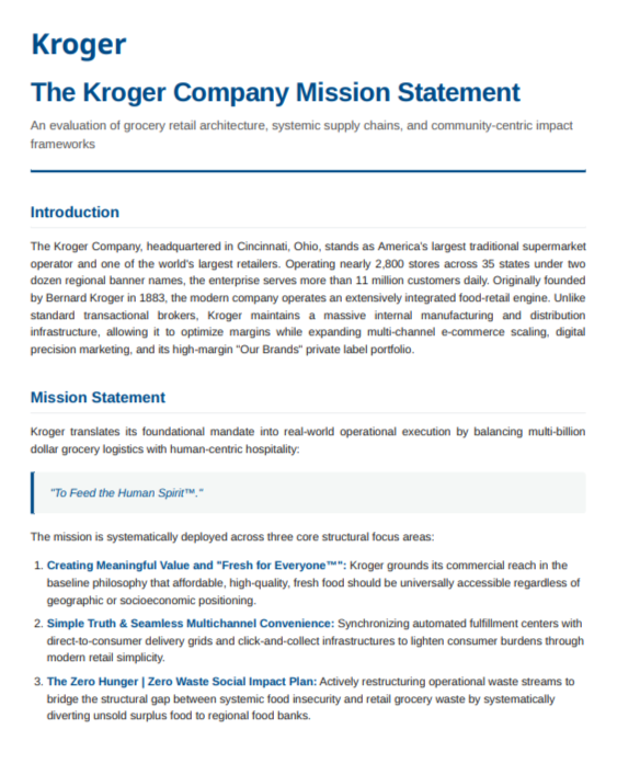 Kroger Mission Statement - Free AI Mission Statement Generator, 50+ Real Mission Statement Examples