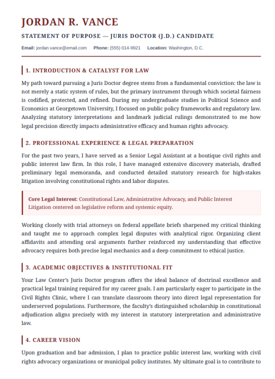 Law School Statement of Purpose - Free AI Statement of Purpose Generator with 50+ Real SOP Examples