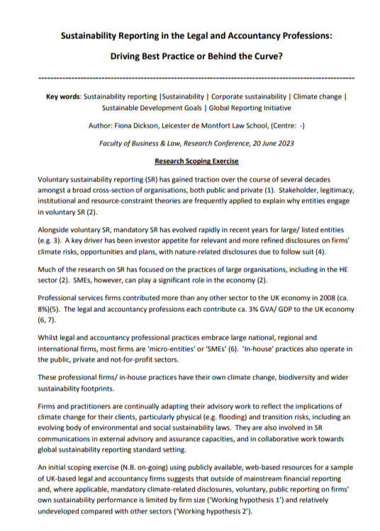 Legal Services Sustainability Report
