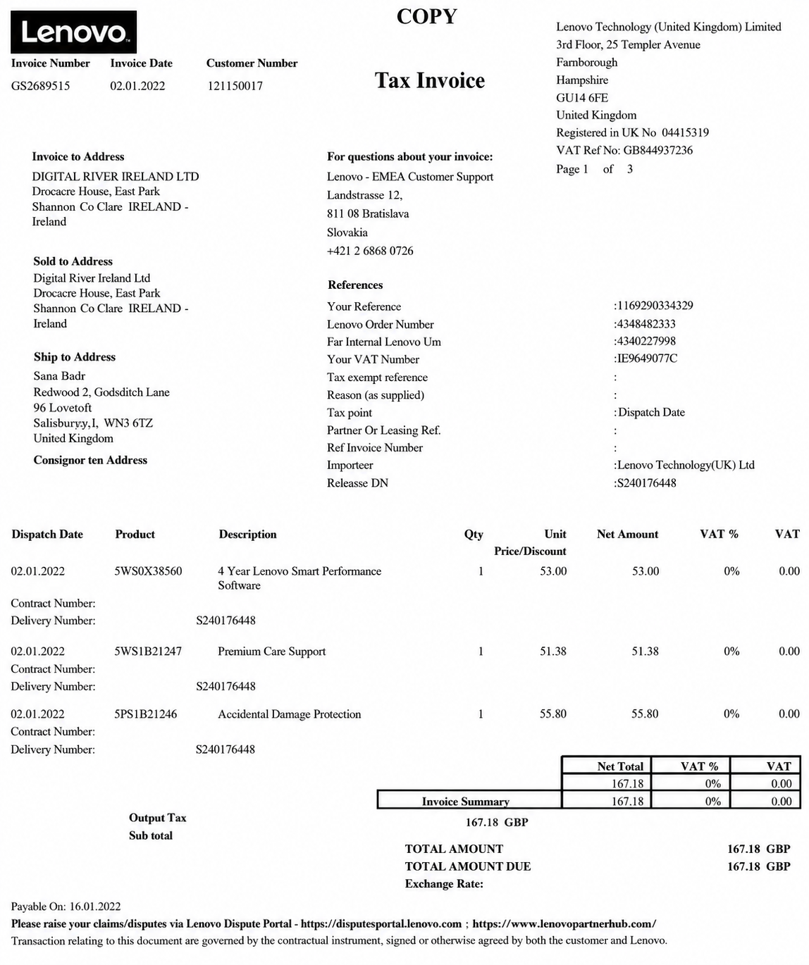 Lenovo Invoice  - Free AI Invoice Generator, 50+ Real Invoice Examples