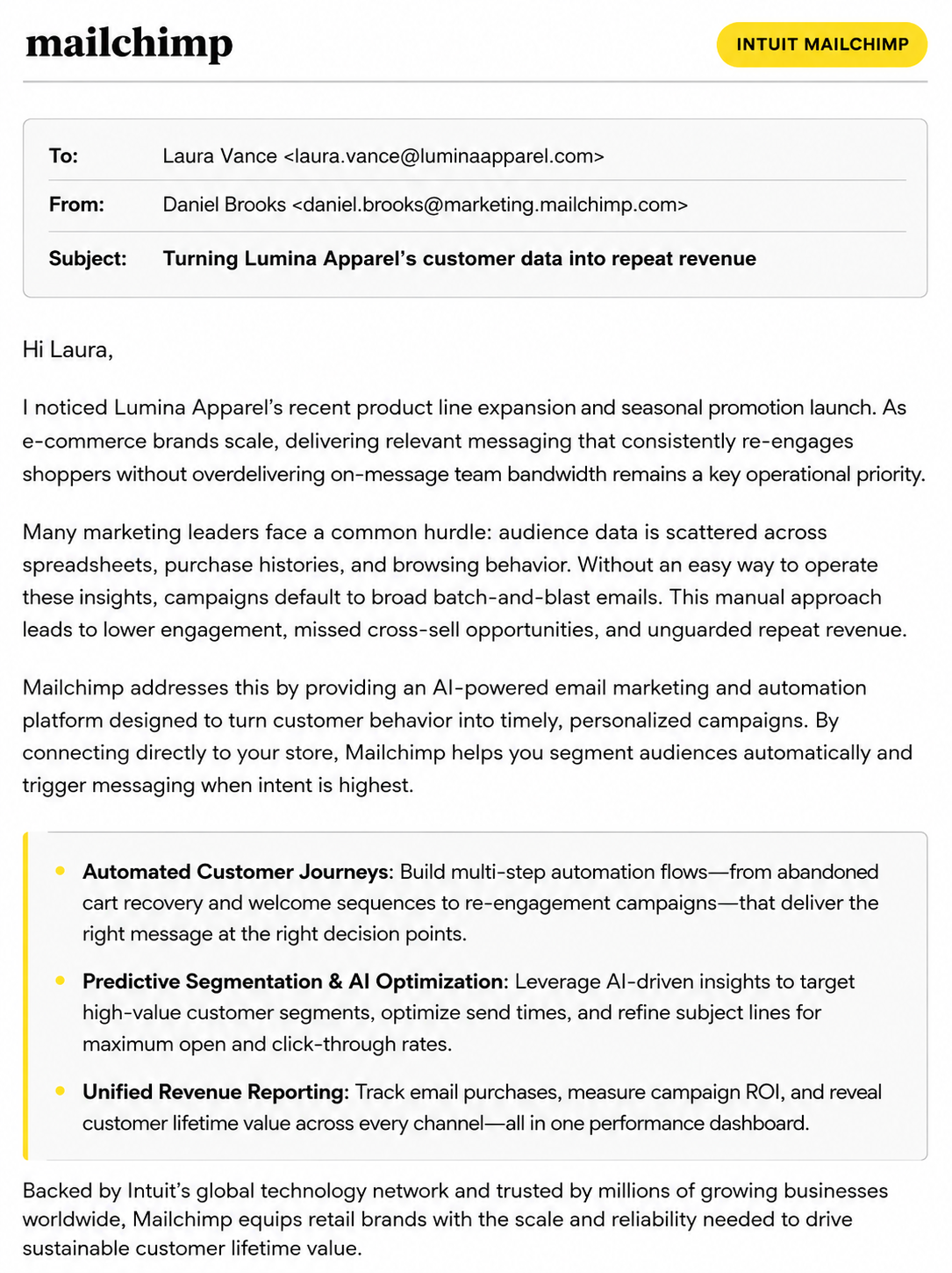 Mailchimp Sales Email - Free AI Sales Pitch Generator, 30+ Real Sales Pitch Examples