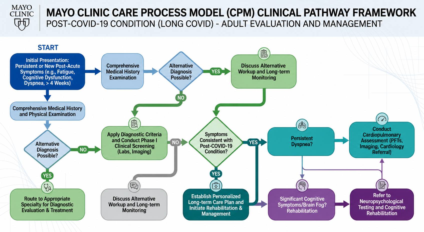 Mayo Clinic Care Process Model (CPM) Clinical Pathway Framework Flowchart - Free AI Flowchart Generator, 50+ Real Flowchart Examples