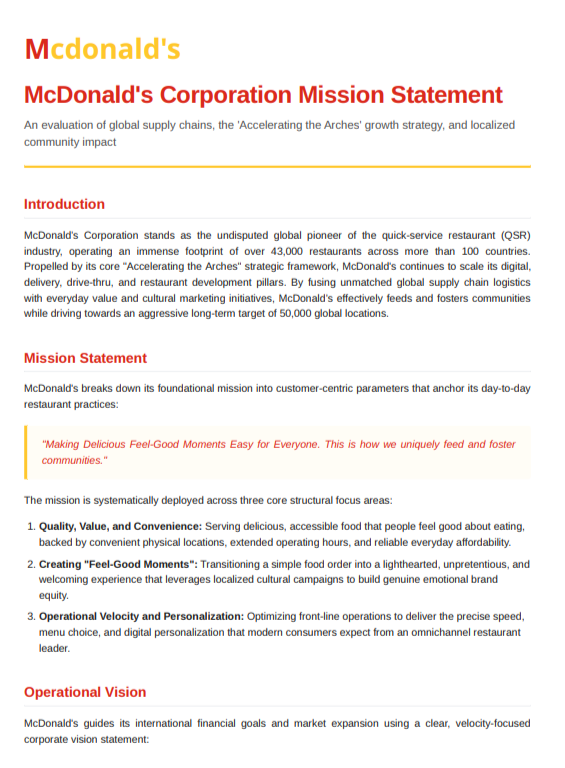 McDonalds Mission Statement - Free AI Mission Statement Generator, 50+ Real Mission Statement Examples