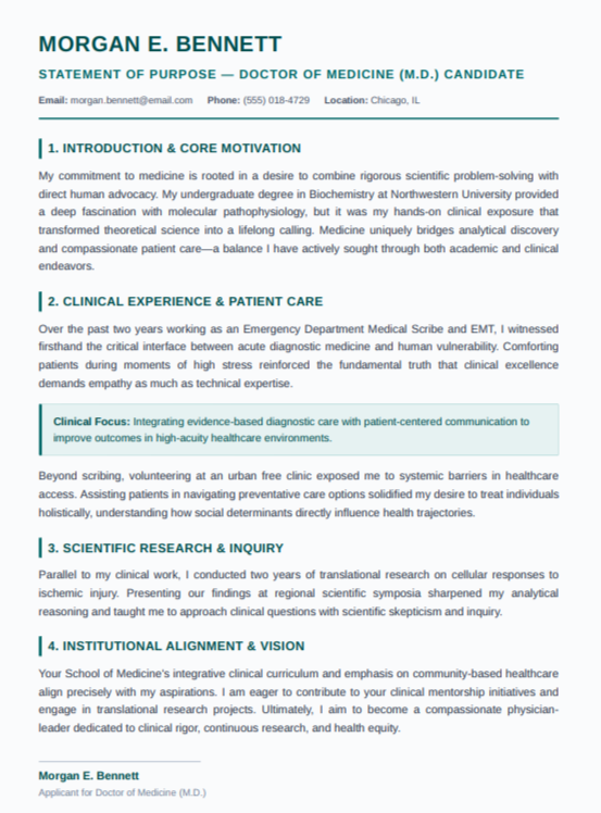 Medical School Statement of Purpose - Free AI Statement of Purpose Generator with 50+ Real SOP Examples