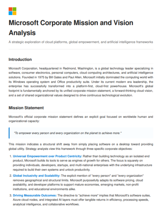 Microsoft Mission Statement - Free AI Mission Statement Generator, 50+ Real Mission Statement Examples
