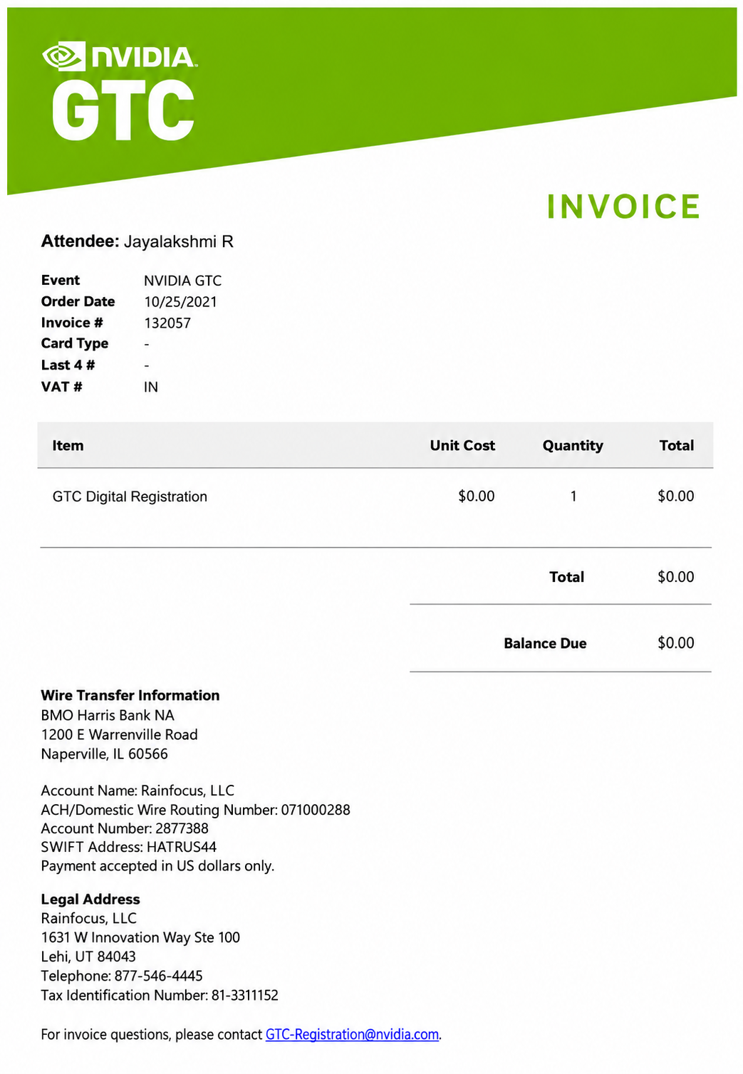 NVIDIA Invoice  - Free AI Invoice Generator, 50+ Real Invoice Examples