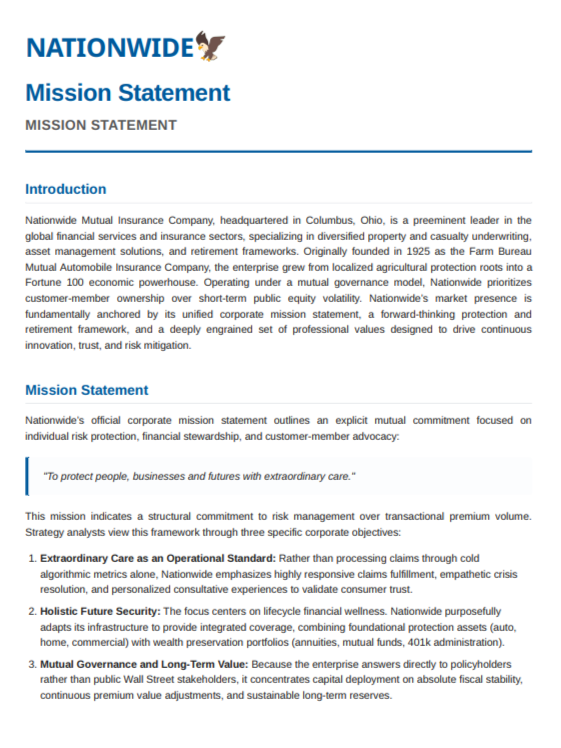 Nationwide Mission Statement - Free AI Mission Statement Generator, 50+ Real Mission Statement Examples