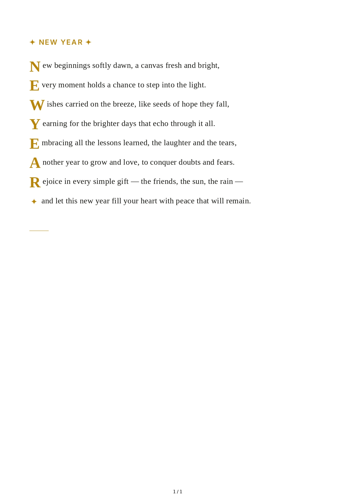 New Year Acrostic Poem