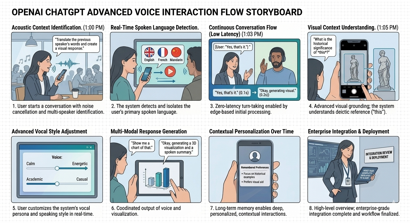 OpenAI ChatGPT Advanced Voice Interaction Flow Storyboard - Free AI Storyboard Generator, 50+ Real Storyboard Examples