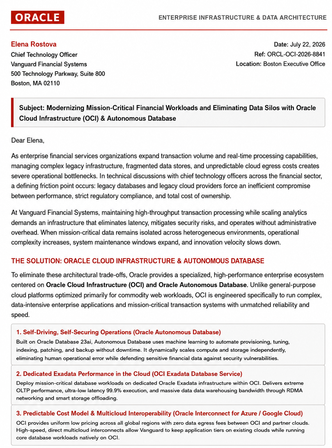 Oracle Cloud Infrastructure Sales Letter - Free AI Sales Pitch Generator, 30+ Real Sales Pitch Examples