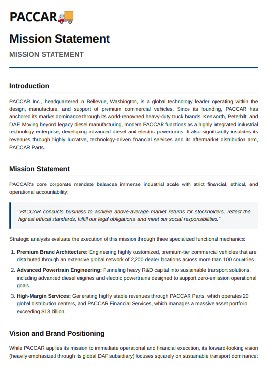 Paccar Mission Statement - Free AI Mission Statement Generator, 50+ Real Mission Statement Examples
