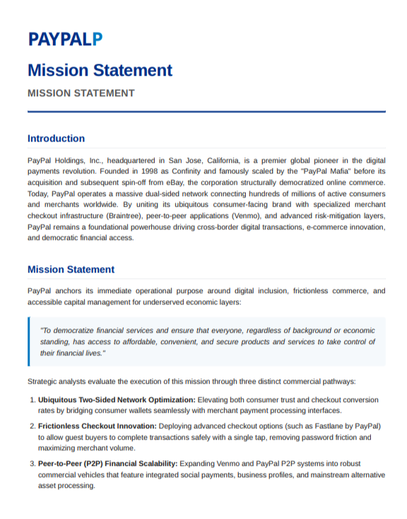 PayPal Mission Statement - Free AI Mission Statement Generator, 50+ Real Mission Statement Examples
