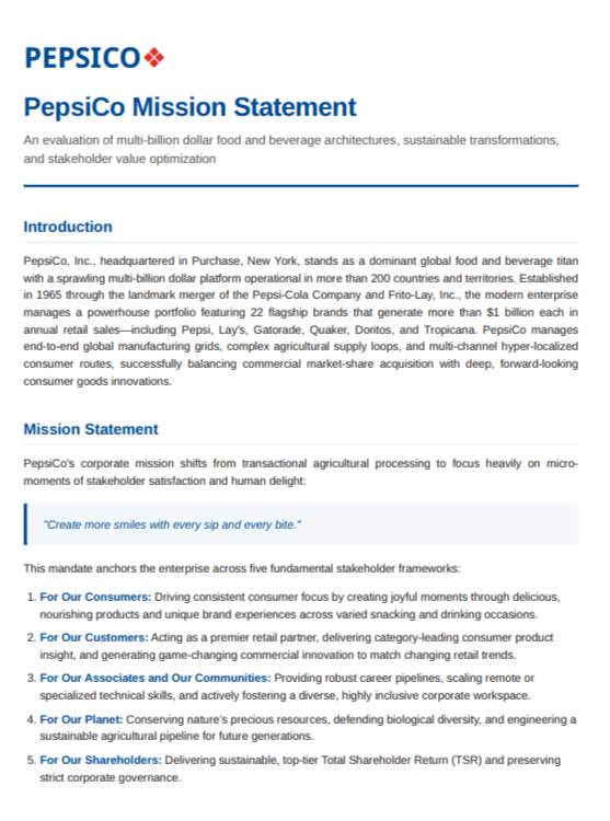 PepsiCo Mission Statement - Free AI Mission Statement Generator, 50+ Real Mission Statement Examples