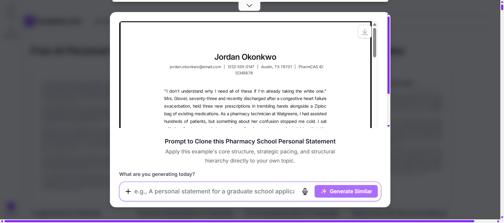Personal Statement Examples