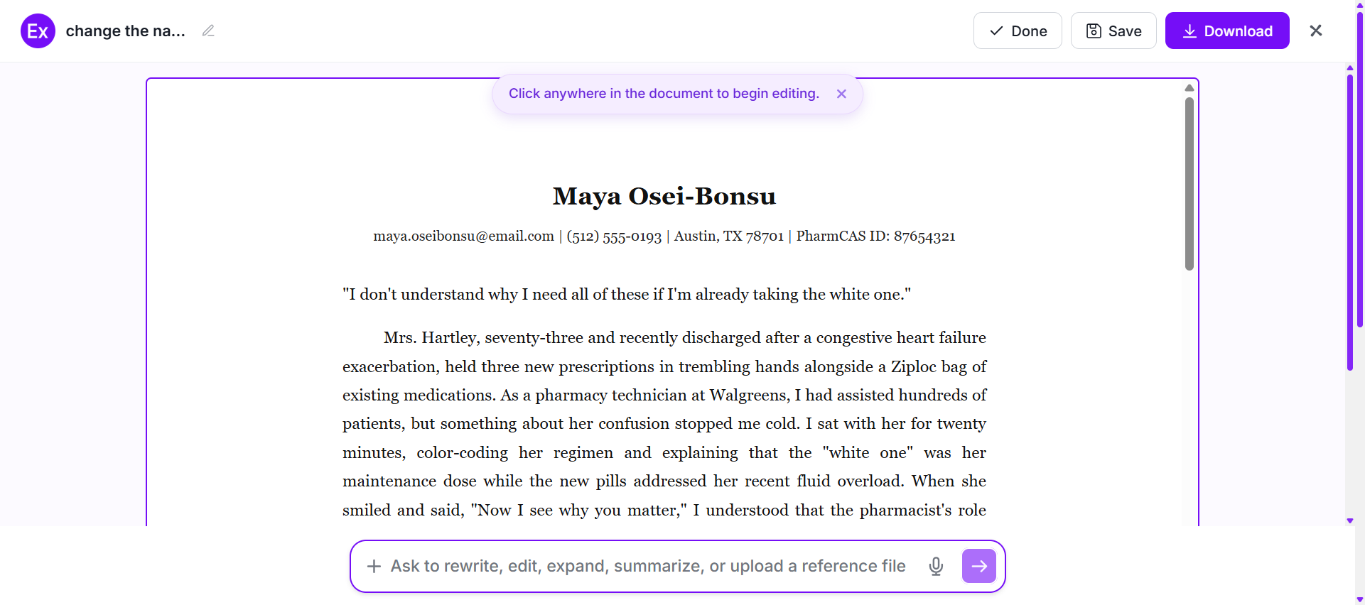 Personal Statement Examples