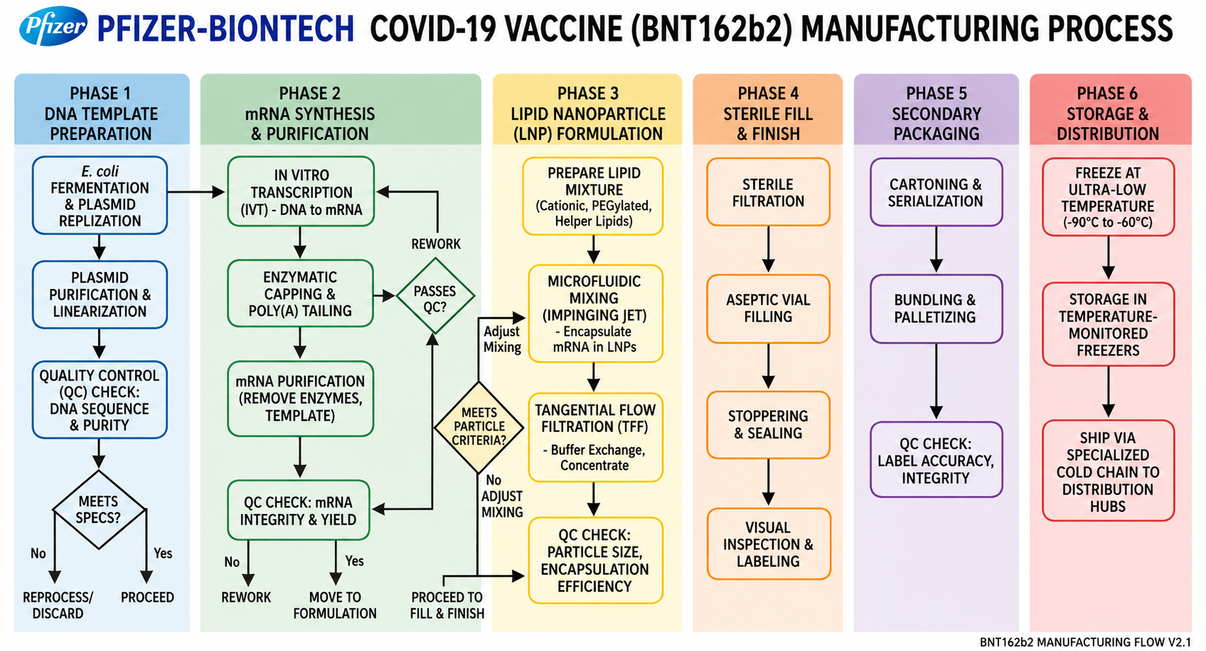 Pfizer mRNA Vaccine Manufacturing Process Flowchart - Free AI Flowchart Generator, 50+ Real Flowchart Examples