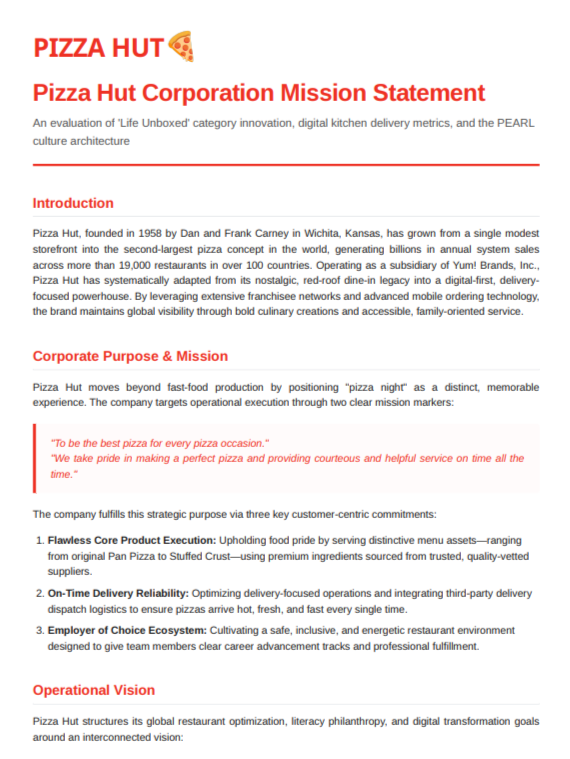Pizza Hut Mission Statement - Free AI Mission Statement Generator, 50+ Real Mission Statement Examples