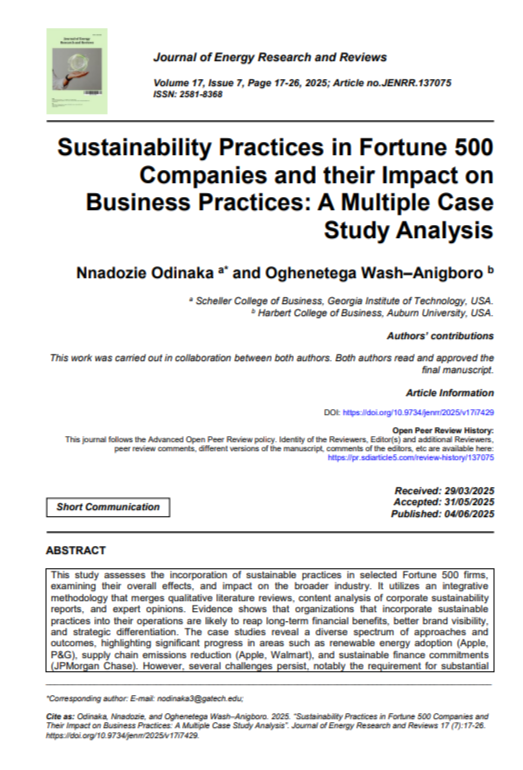 Porter and Kramer Sustainability Report