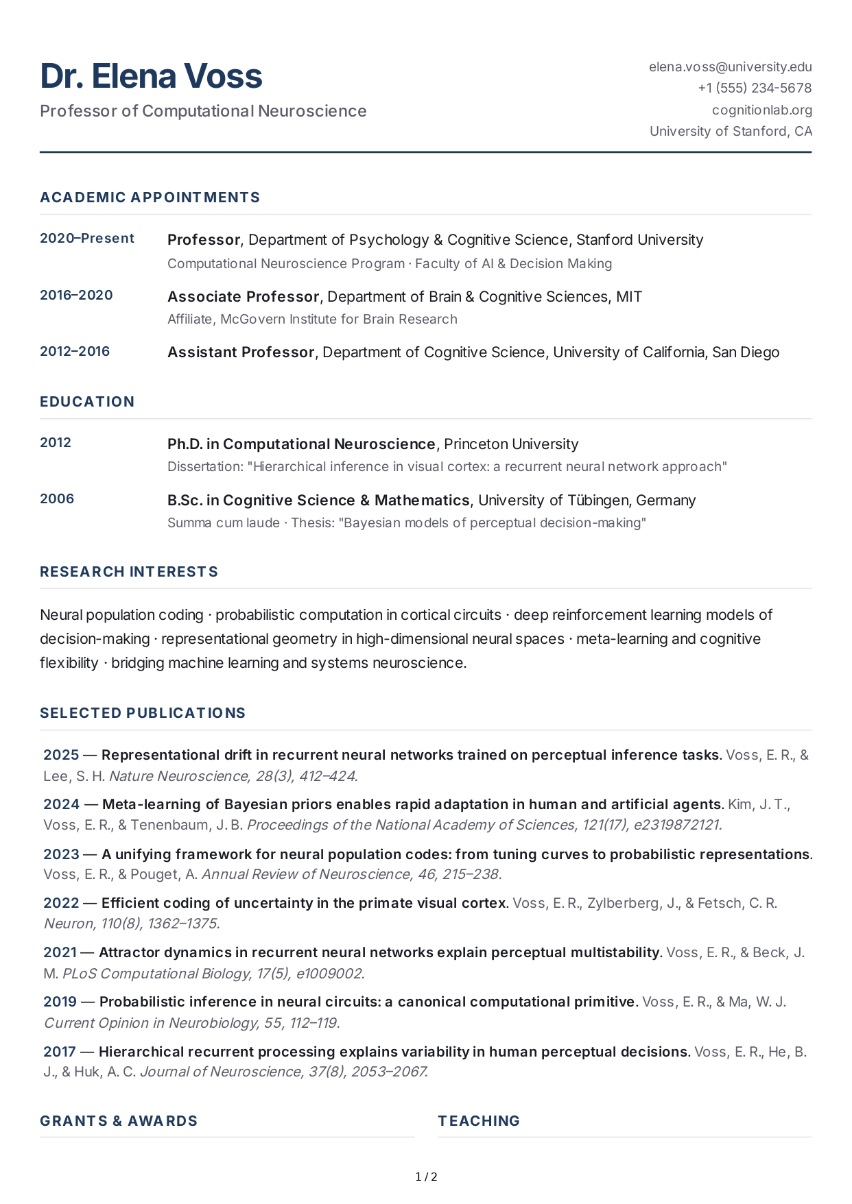 Professor CV - Free AI CV Maker, 50+ Real CV Examples