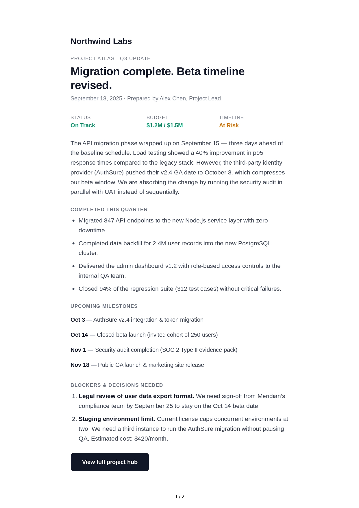 Project Update Email - Free AI Email Generator, 50+ Real Email Examples