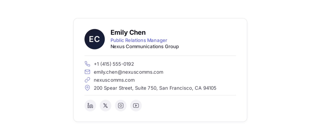 Public Relations Manager Email Signature - Free AI Email Signature Generator, 50+ Real Email Signature Examples